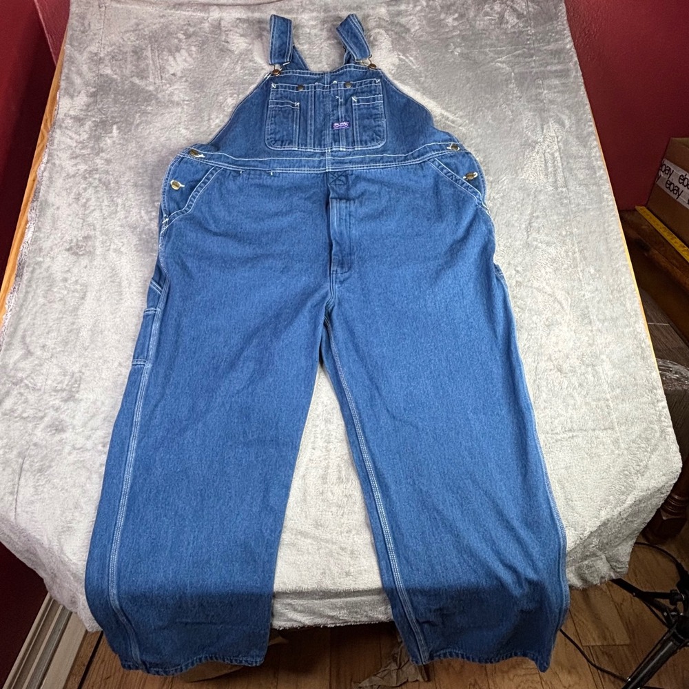 Big Smith Overalls Men 44 Blue Denim Workwear Carpenter Utility Bibs 10128